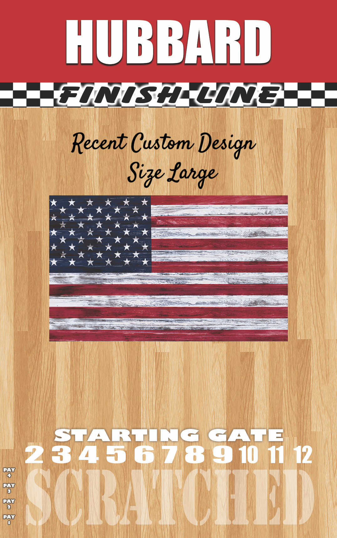 a wooden floor with a flag on it