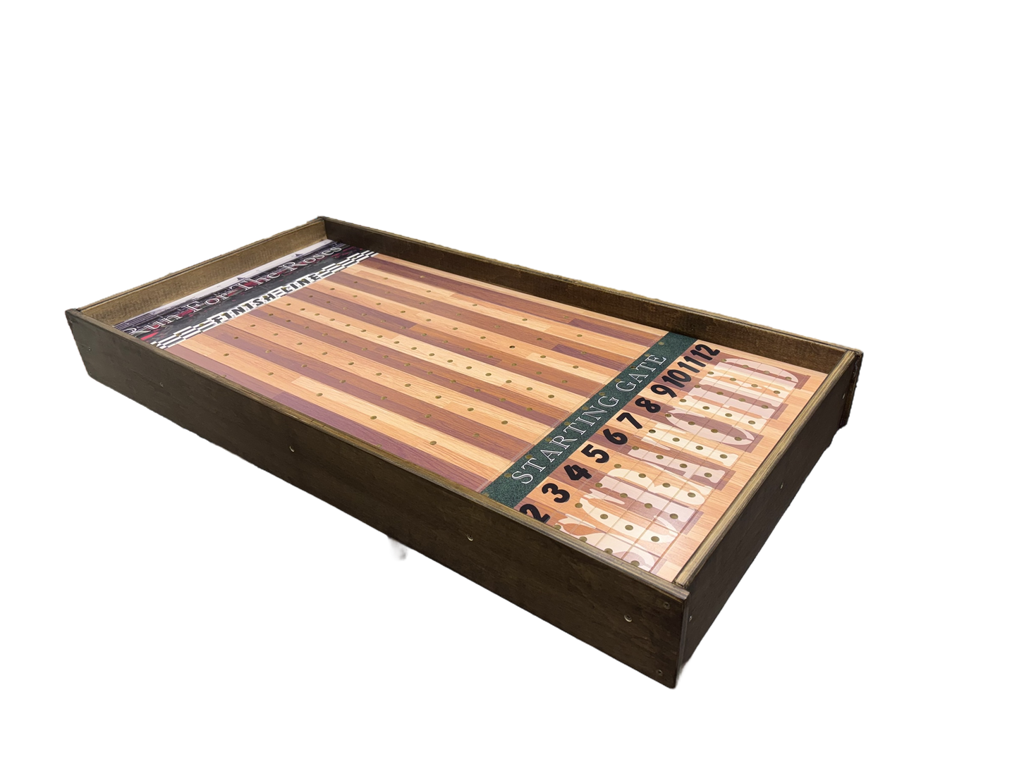 a wooden table with a lot of numbers on it
