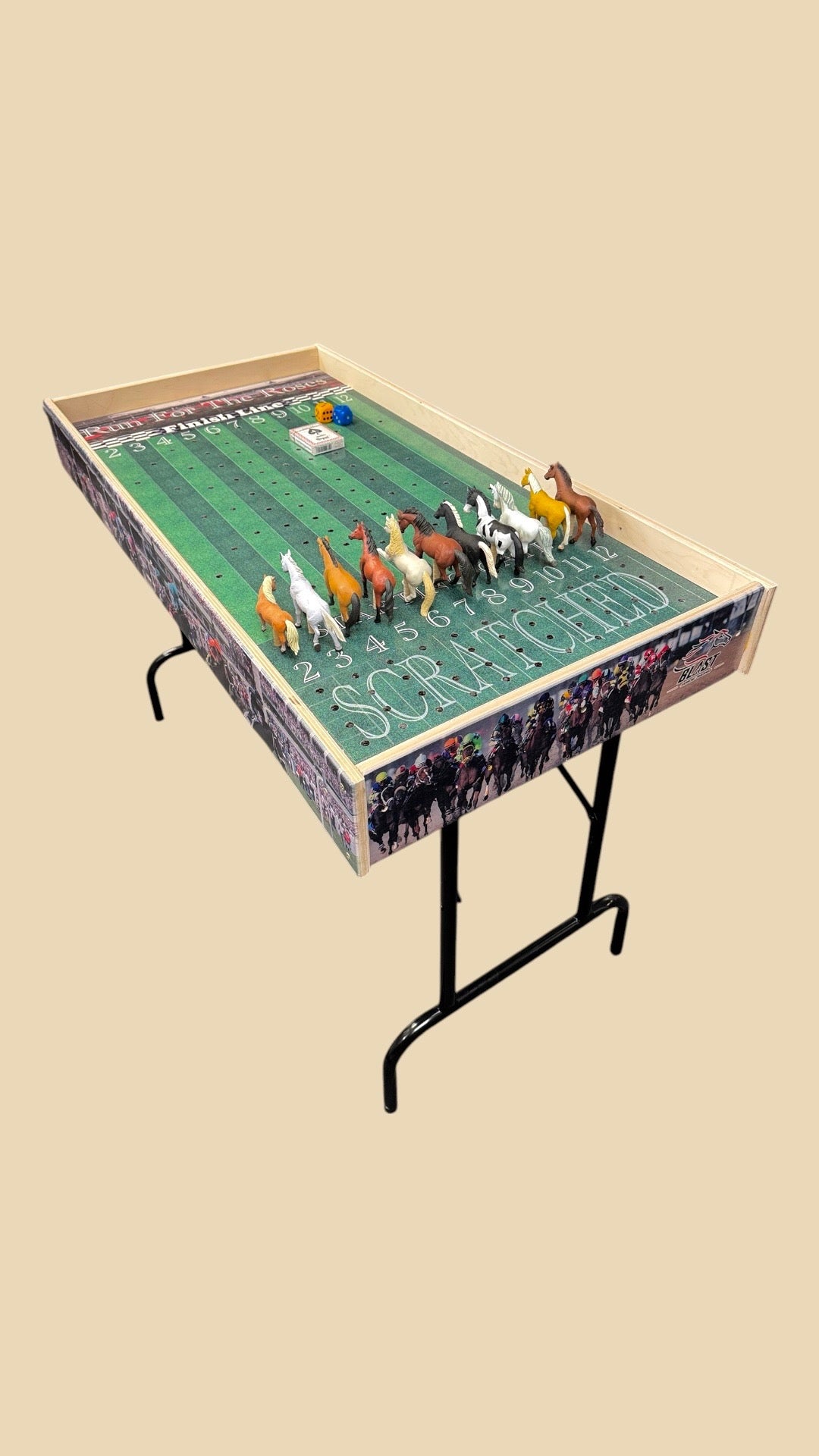 Jumbo Horse Game Light Colored with Racing Logo and Printed Rails