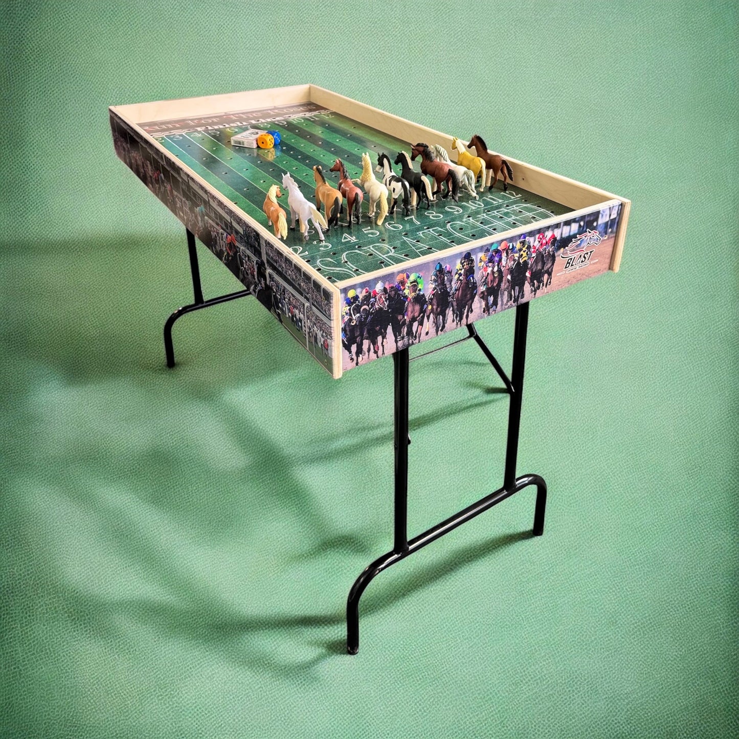 Jumbo Horse Game Light Colored with Racing Logo and Printed Rails