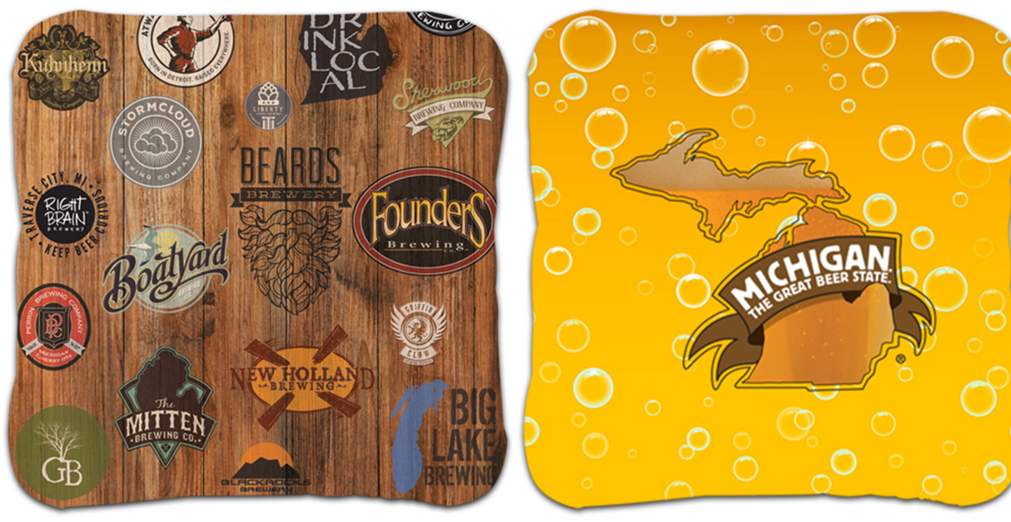 Michigan Brewery Cornhole Boards Set Dark Wood