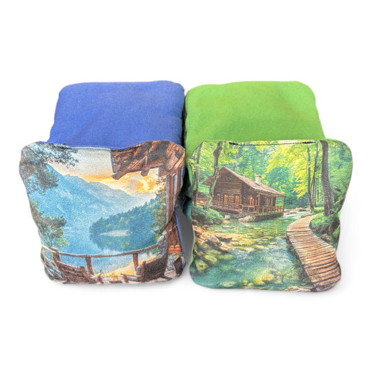 Wilderness / Mountain Cabin Themed cornhole bags