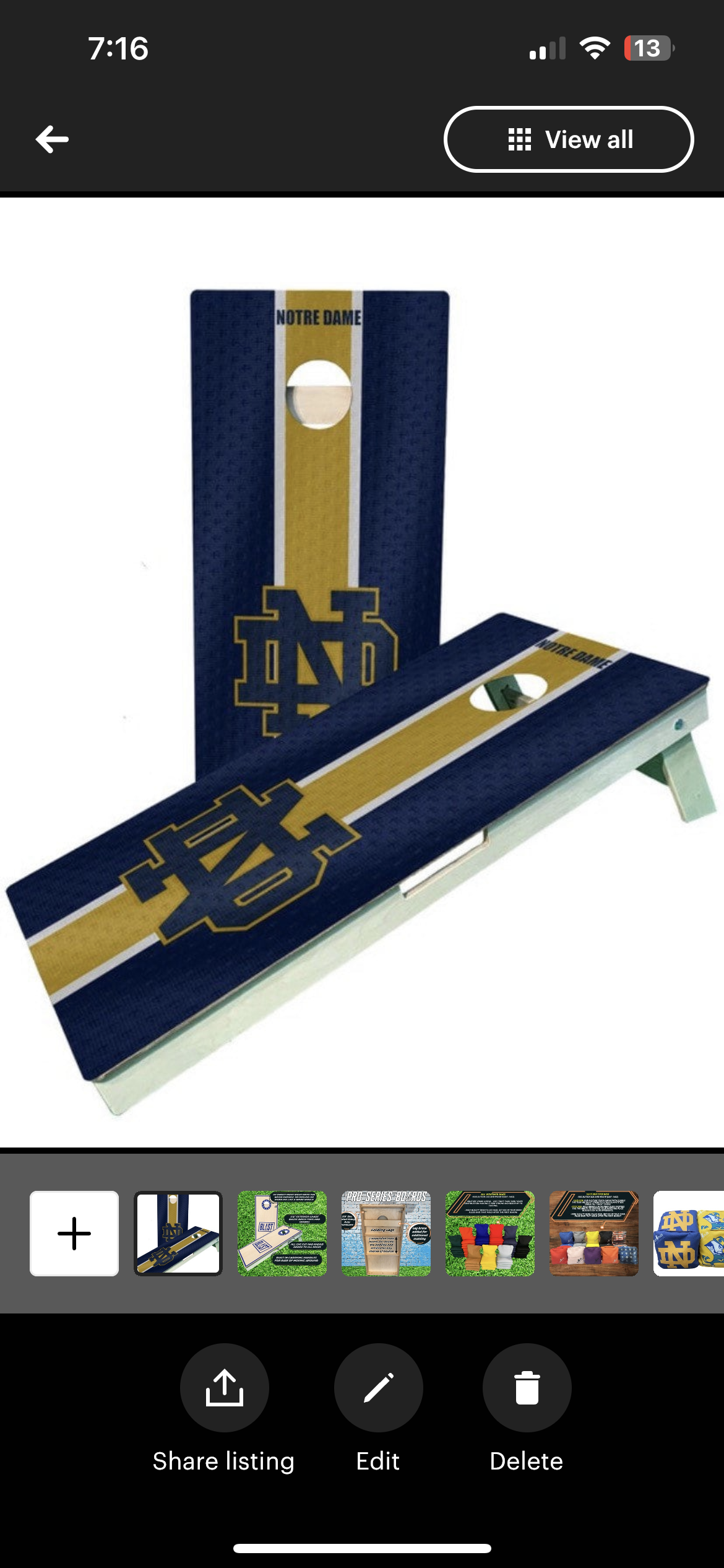 Notre dame Pro Style Cornhole Boards full regulation