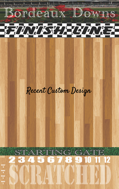 a poster for a basketball game with a wooden floor