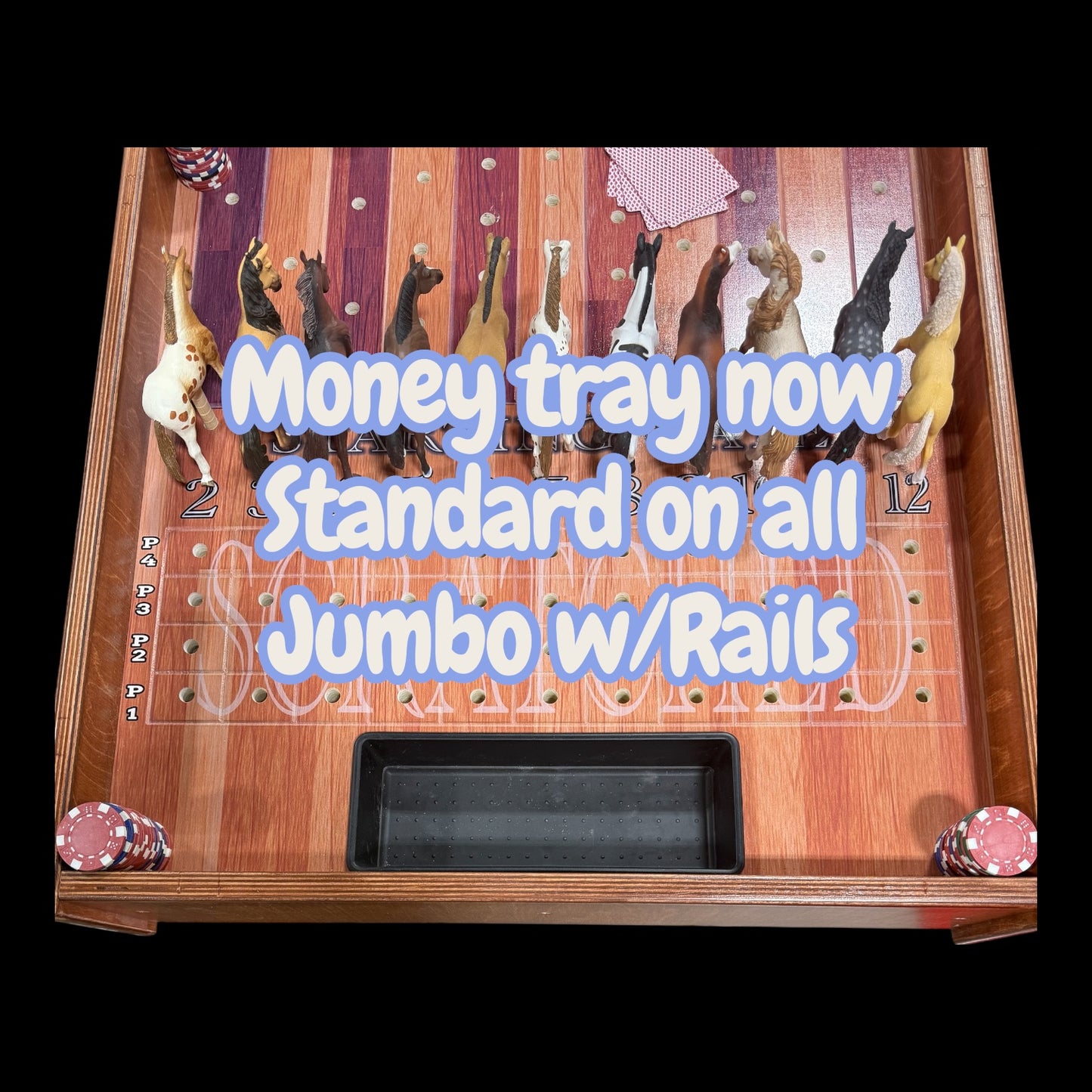 Jumbo Horse Game Light Colored with Racing Logo and Printed Rails
