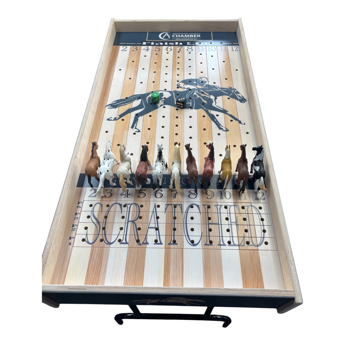 Jumbo Horse Game Light Colored with Racing Logo and Printed Rails
