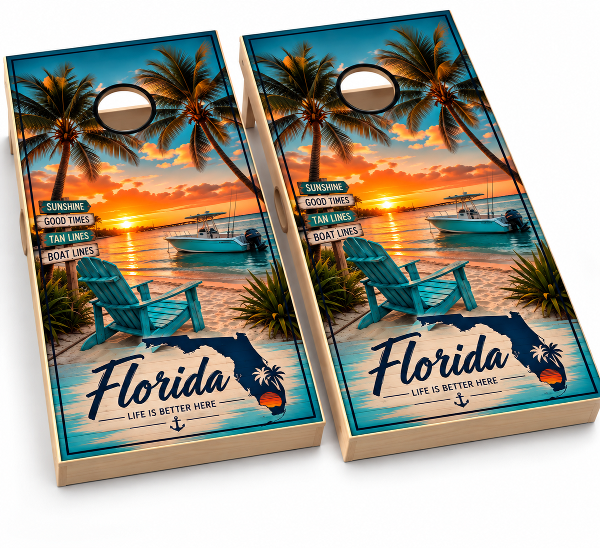 Florida sunshine & good times cornhole set