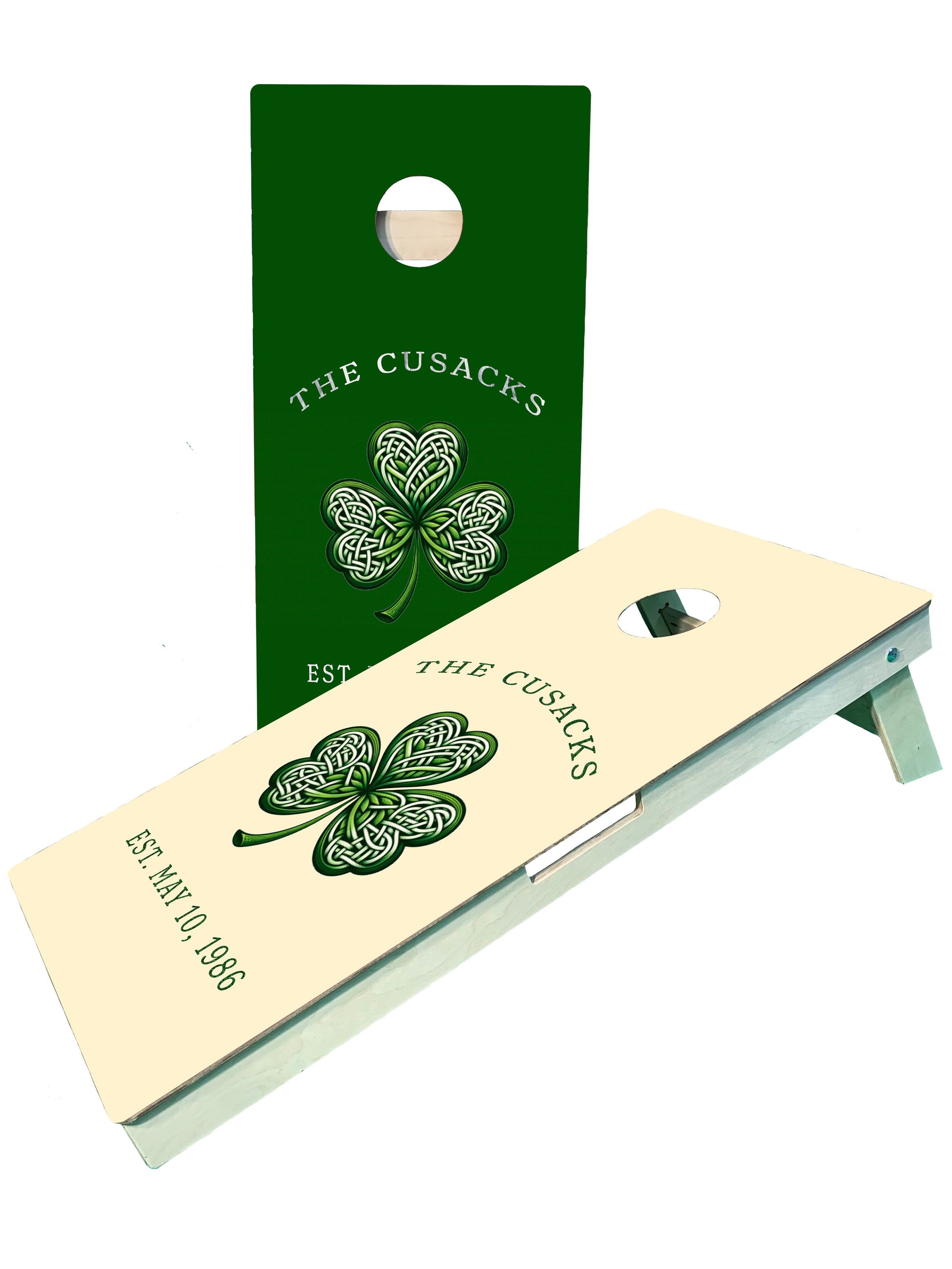 a door hanger with a clover design on it