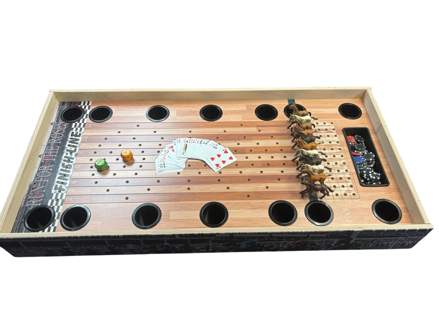 Jumbo Horse Game with drink holders and integrated chip pot