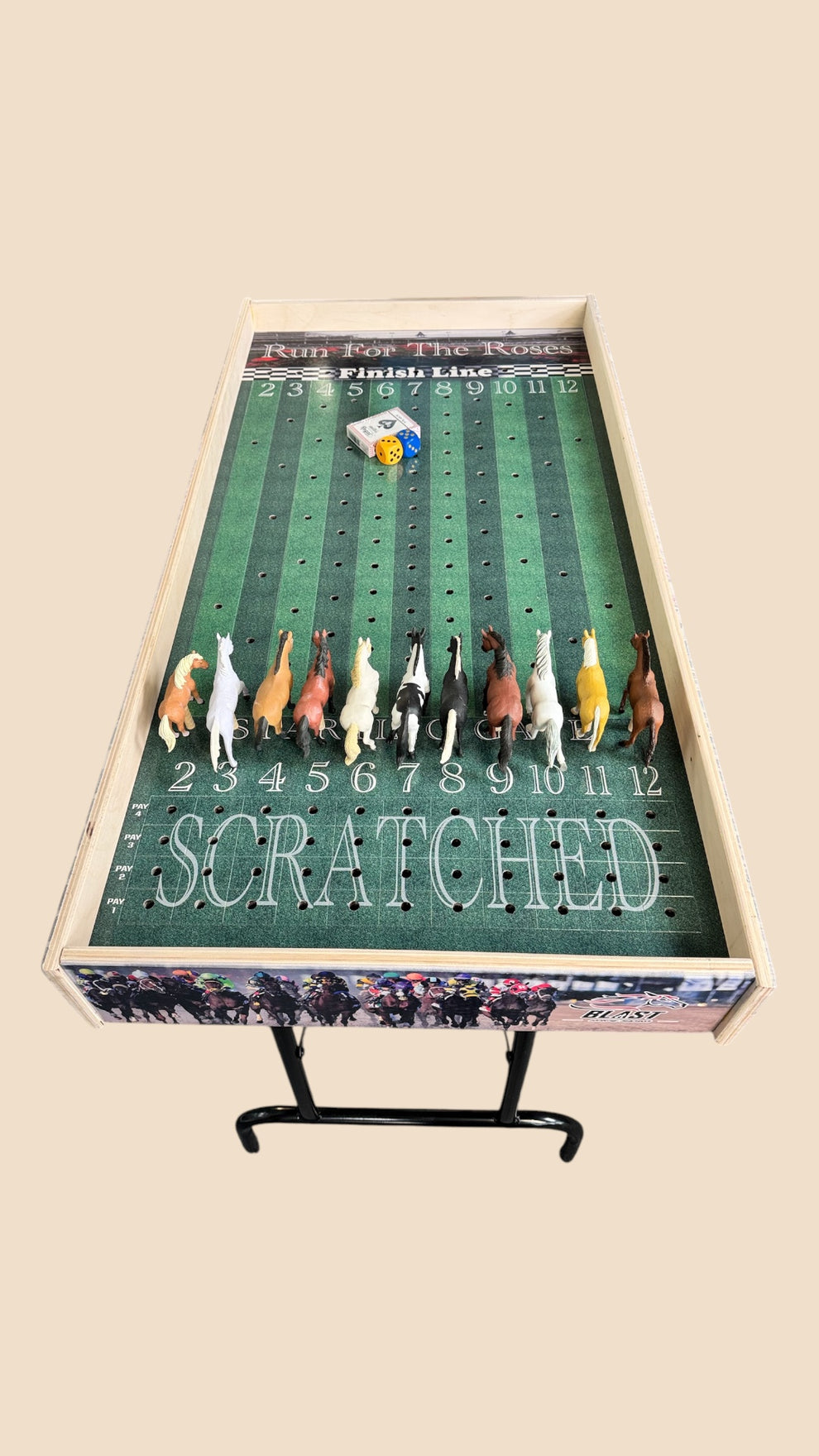 Turf Table Game Jumbo Horse Game Turf Theme with Printed Rails – blastcornhole