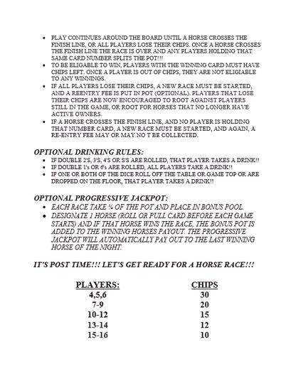 Rules with progressive jackpot option!