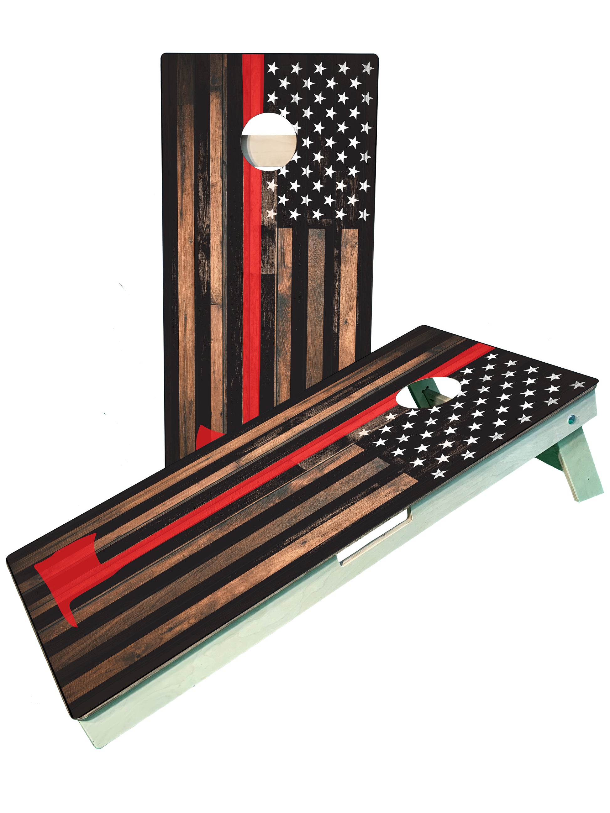 an american flag themed cornhole game set