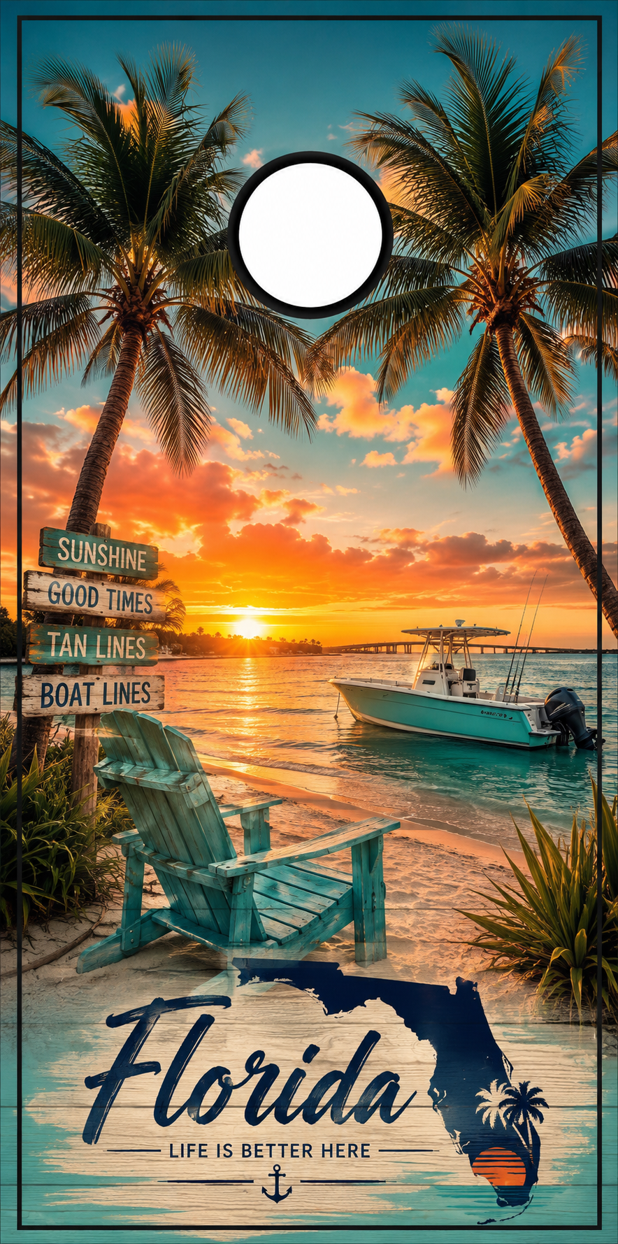 Florida sunshine & good times cornhole set