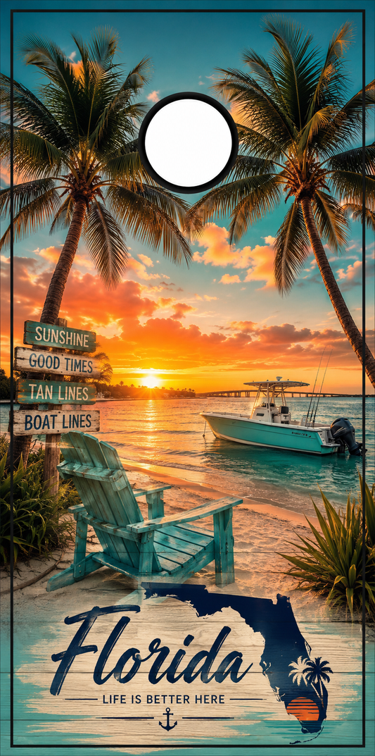 Florida sunshine & good times cornhole set