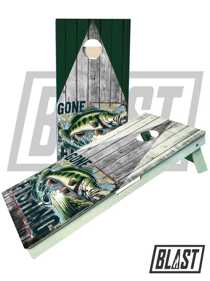 Gone Fishing Lake Jumping Fish Cornhole Boards