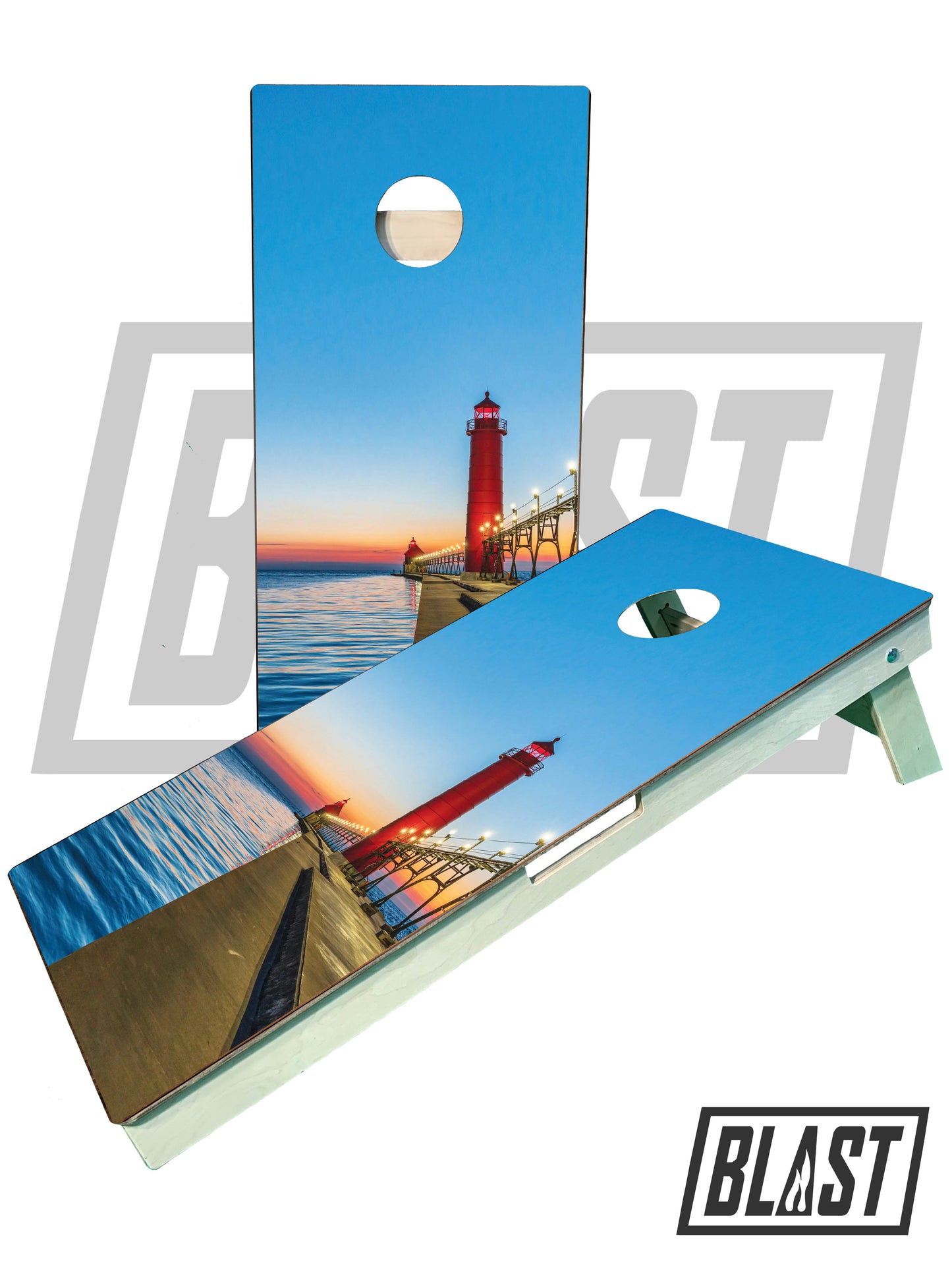 Grand Haven Michigan Lighthouse Cornhole Boards