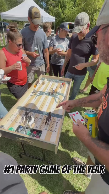 The Horse Race Party Game Brown Striped Track Edition