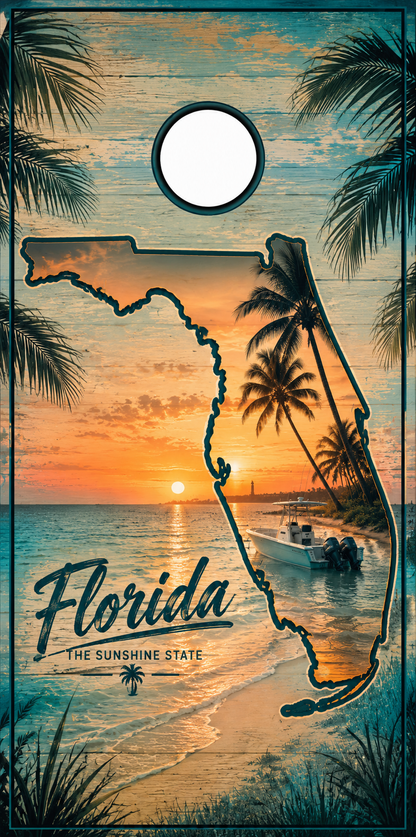 State of Florida (the sunshine state) cornhole set
