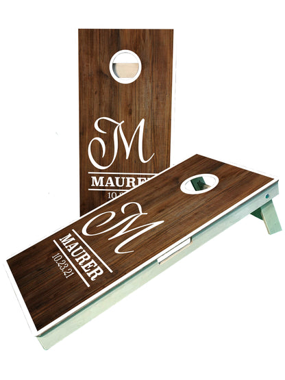 Custom Monogram Family Last Name/Est Cornhole Boards for Backyard/Wedding/Family Gift