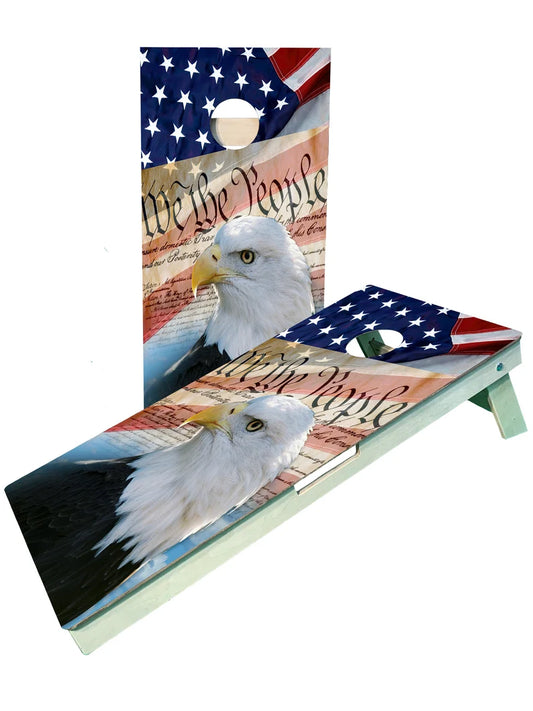 We the people flag with eagle cornhole set