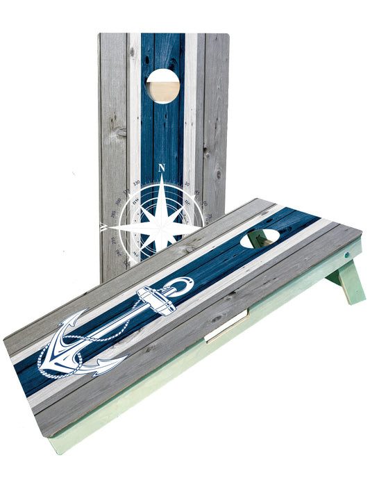 Anchor and Compass Lake Sailing Cornhole Boards