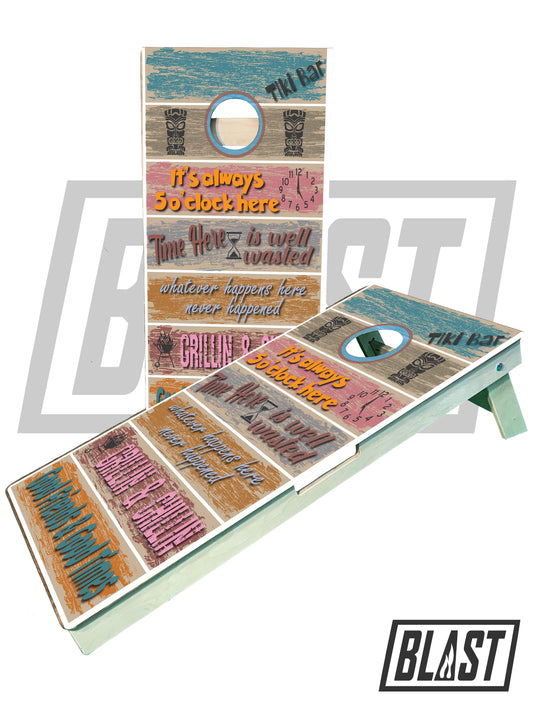 Tiki Beach Bar Sayings for Pool/Cottage Cornhole Boards ACL Regulation, UV direct print