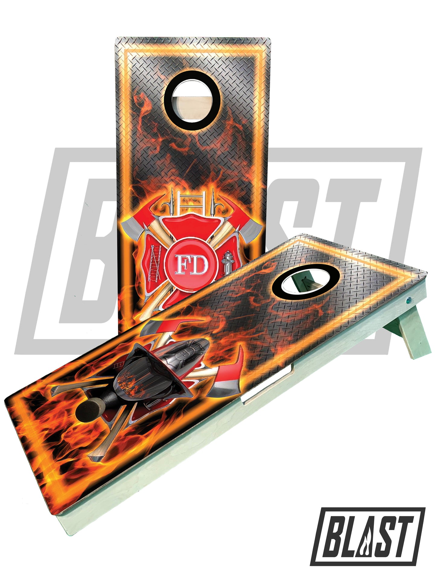 Firefighter Red Pro UV direct print Cornhole Boards, ACL regulation, High Quality boards