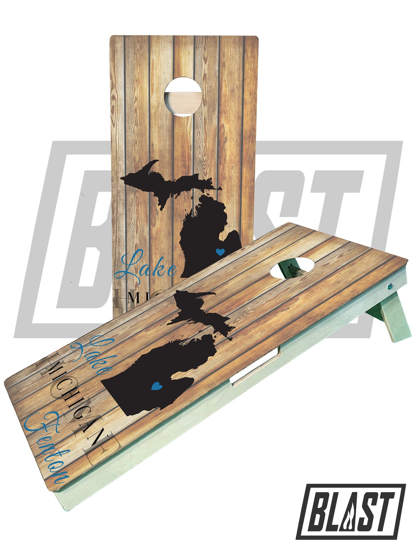 Customize your lake name in Michigan Cornhole Boards